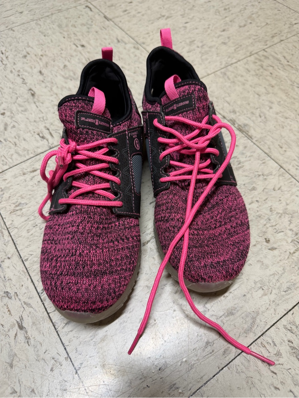 Pink Knit Athletic Sneakers with Black Accents
